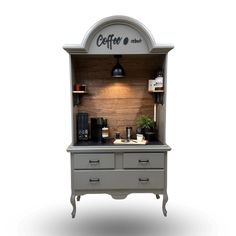 an old fashioned coffee kiosk is displayed on a white background with the words coffee inside